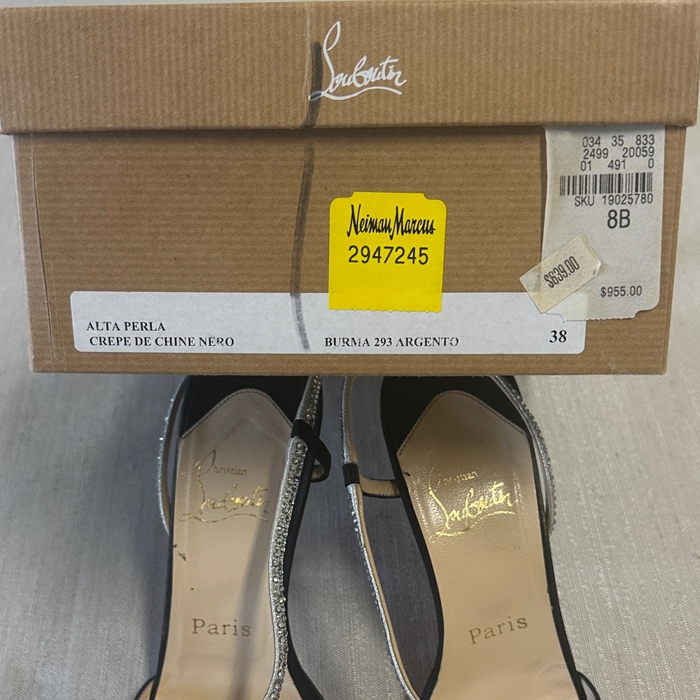 Christian Louboutin Black Heels with Silver Straps - Picture 7 of 7